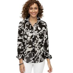 Talbots 100% Cotton Tropical Print Shirt Size Large